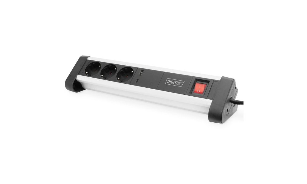 DIGITUS 3-fach Office Steckdosenleiste 1xUSB-A 1xUSB-C...