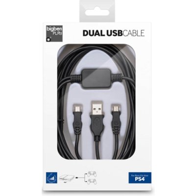 PS4 USB Y-Ladekabel 3m black f. 2 Pad