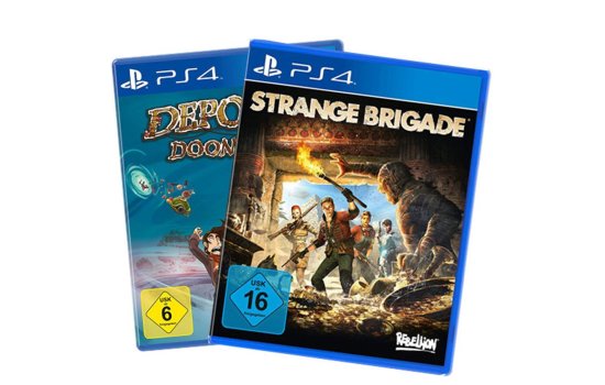 2 Games 5 Euro Spiel für PS4 V2 Deponia + Strange Brigade