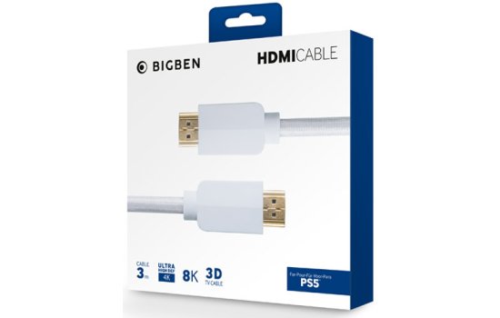 PS5 HDMI Kabel 2.1 8K 3m white braided BIGBEN