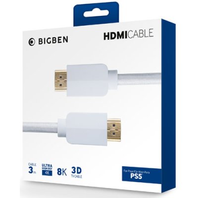 PS5 HDMI Kabel 2.1 8K 3m white braided BIGBEN