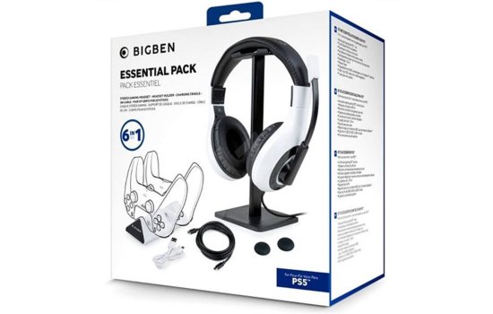 PS5 Essential Pack 5in1  RESTPOSTEN  Headset + Headset Halter + Dual-Ladestation +  USB-Kabel + Grips