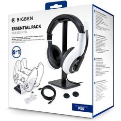 PS5 Essential Pack 5in1  RESTPOSTEN  Headset + Headset Halter + Dual-Ladestation +  USB-Kabel + Grips